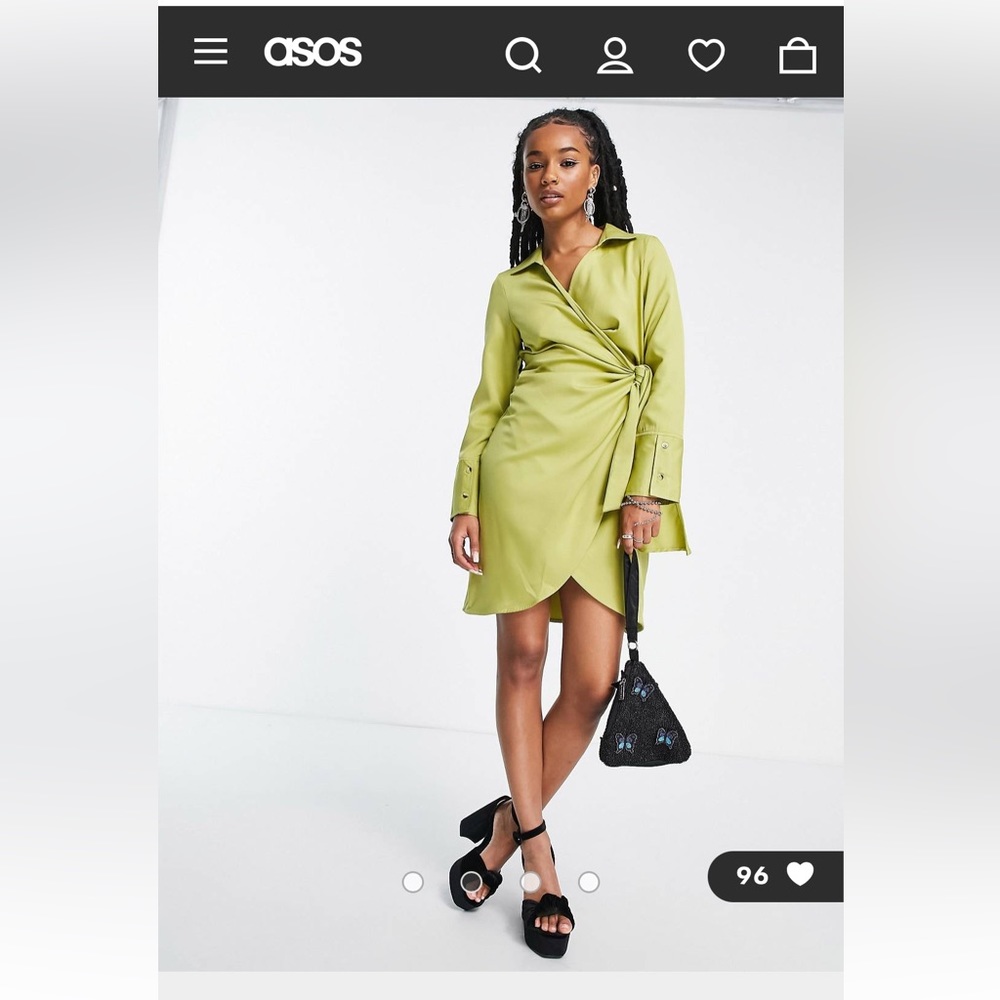 Petite wrap front mini dress